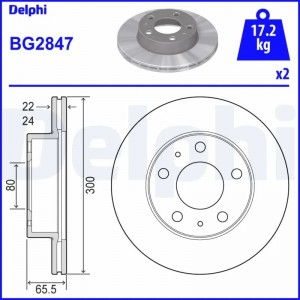 BG2847 диск тормозной передний!\ Fiat Ducato, Peugeot Boxer 2.0-2.8JTd 94> BG2847 DELPHI