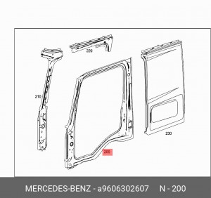 панель боковины правая в сборе A 960 630 26 07 MERCEDES BENZ