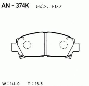 Колодки тормозные дисковые передние ПОДХОДЯТ ДЛЯ TOYOTA Carina AT210, Celica ST2 AN374K AKEBONO