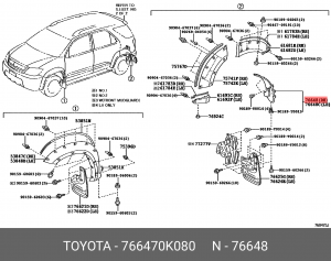 Подкрылок 76647-0K080 TOYOTA