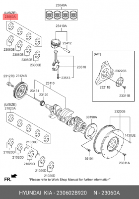 вкладыши шатунные! к-кт +0.25\ Hyundai, KIA 230602B920 MOBIS