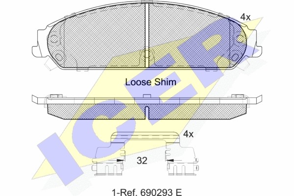 182068 колодки диковые передние!\ Chrysler 300C 3.0CRD/3.5/5.7 04> 182068 ICER