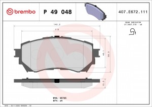 P49048 колодки дисковые передние!\ Mazda 6 2.0/2.2D 12> P49048 BREMBO