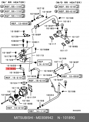 ПАТРУБОК РЕЗИНОВЫЙ MITSUBISHI MD308942 MITSUBISHI
