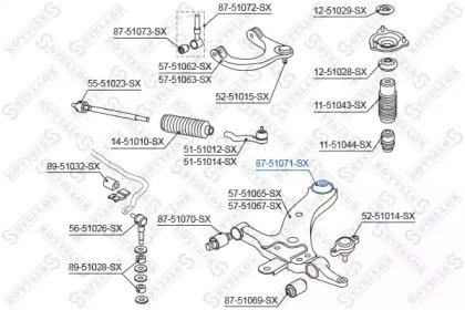 сайлентблок рычага зад.!\ Hyundai Sonata EF 99-01 87-51071-SX STELLOX