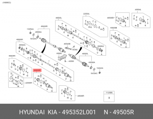 ШРУС внутренний HYUNDAI i30 (07-) KIA Cerato (09-) правый OE 495352L001 HYUNDAI KIA