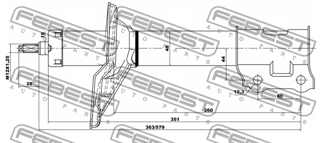 Амортизатор передн левый HYUNDAI ACCENT/VERNA 00 1999-  12667890RL 12667890RL FEBEST