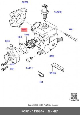 Прокладка FORD Focus корпуса термостата OE 1 135 946 FORD