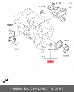 Сальник коленвала KIA Sorento (15-) (2.2 TCI) (АКПП) задний с корпусом OE 214402F600 HYUNDAI KIA