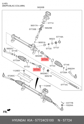 Тяга рулевая KIA Sorento (15-) левая/правая (1шт.) OE 57724C5100 HYUNDAI KIA