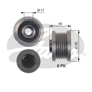 шкив генератора! Opel Astra J 1.4/1.6 09>/Insignia 1.6/1.8 08> OAP7144 GATES