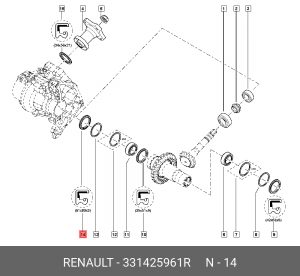 Сальник дифференциала R RENAULT 3314 259 61R 331425961R RENAULT