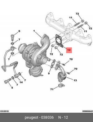 прокладка турбокомпрессора !\ PSA 0380 36 CITROEN PEUGEOT