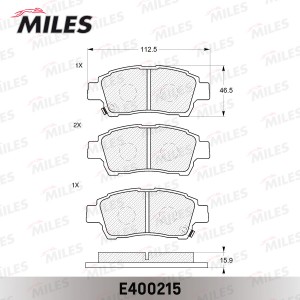 Колодки тормозные передние (без датчика) (Смесь Low-Metallic) (TOYOTA YARIS / VI E400215 MILES