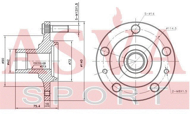 СТУПИЦА ПЕРЕДНЯЯ 12 MZWH6F MZWH-6F ASVA