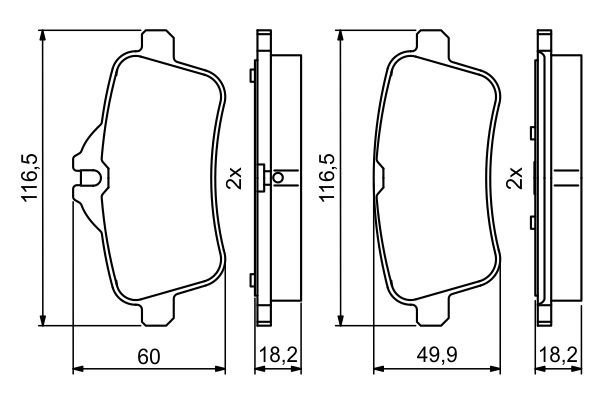 Колодки тормозные MERCEDES ML (W166) (11-),A (W176) (13-) задние (4шт.) BOSCH 0986494783 BOSCH