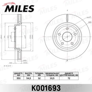 Диск тормозной передний D350мм. JEEP GRAND CHEROKEE 10- (TRW DF8094) K001693 K001693 MILES