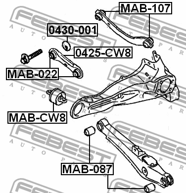 Рычаг задн подвески MITSUBISHI LANCER CY 08-, OUTLANDER 06-12, CHERY FORA 06-11  0425-CW8 FEBEST