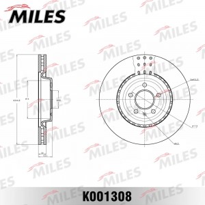 Диск тормозной передний AUDI A6/A7/Q5 08- (TRW DF6149S) K001308 K001308 MILES