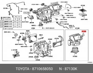 Сервопривод заслонки отопителя 87106-58050 87106-58050 TOYOTA