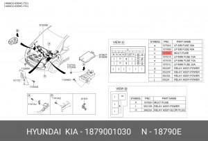 Комплект предохранителей 18790-01030 1879001030 HYUNDAI KIA