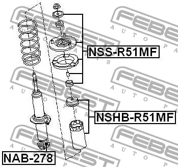 Втулка амортизатора NISSAN PATHFINDER R51M 2005.01-2014.11 NAB-278 NAB-278 FEBEST