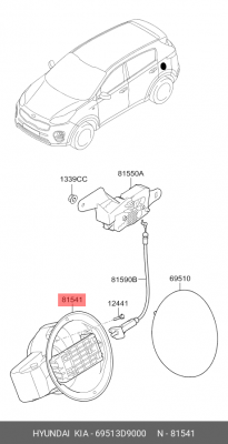 Панель KIA Sportage (16-) горловины топливной OE 69513D9000 HYUNDAI KIA