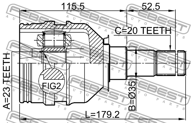 ШРУС внутренний TOYOTA COROLLA E15 0111-ZZT250 0111-ZZT250 FEBEST