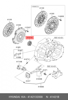 подшипник выжимной!\ Hyundai i30 1.6 07> 4142132000 HYUNDAI