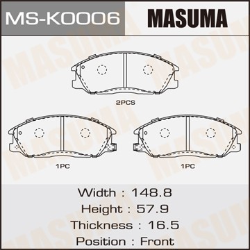 колодки дисковые п.!\ Hyundai XG 25/30/300 2.5/3.0i V6 99> MSK0006 MASUMA