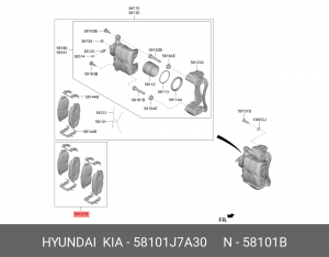 Колодки тормозные KIA Ceed (18-) передние (4шт.) OE 58101J7A30 HYUNDAI KIA