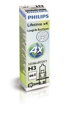 Лампа 12V H3 55W PK22s Long Life Eco Vision PHILIPS 12336LLECOC1 PHILIPS