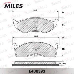 Колодки тормозные передние (без датчика) (Смесь Low-Metallic) CHRYSLER 300M/VOYA E400393 MILES