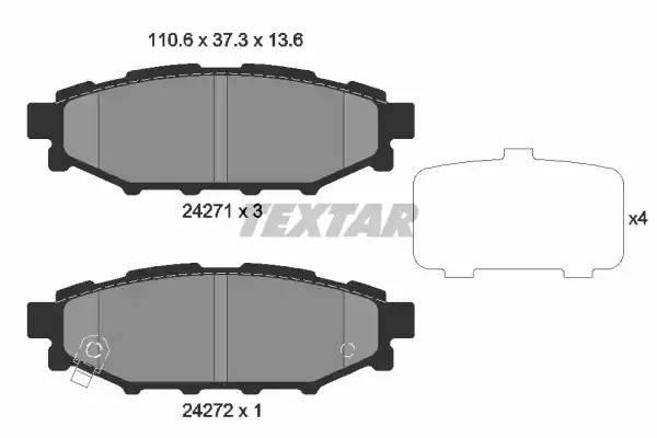 Колодки тормозные SUBARU Forester (08-),Legacy (05-09),Outback (08-) задние (4шт 2427101 TEXTAR