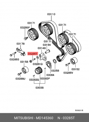 болт крепления кронштейна ролика ГРМ!\ Mitsubishi Galant/Pajero 6G72/6G73/6G74/6 MD145360 MITSUBISHI