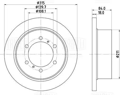 Диск торм. для а/м Mitsubishi Pajero II 90-/Pajero Sport I 98- зад. d315 DF 0734 DF073413 TRIALLI