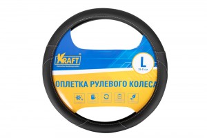 Оплетка руля (L) 39-41см черная экокожа KRAFT KT800314 KRAFT