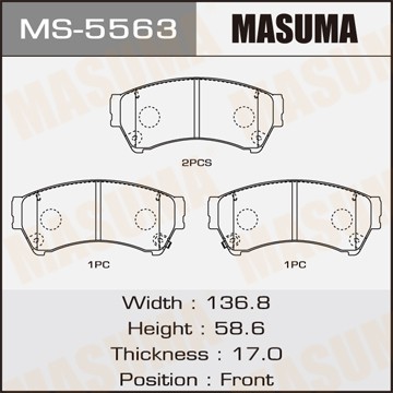 колодки дисковые передние!\ Mazda 6 1.8/2.0/2.5 07> MS5563 MASUMA