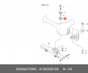 Подушка SSANGYONG Actyon (06-),Actyon Sports (06-/12-),Rexton (02-) переднего мо 4160308100 SSANG YONG