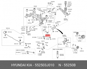 Рычаг подвески HYUNDAI ix55 (07-) задней развальный левый OE 55250 3J010 HYUNDAI KIA