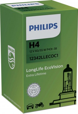 Лампа 12V H4 60/55W P43t-38 Long Life Eco Vision PHILIPS 12342LLECOC1 PHILIPS