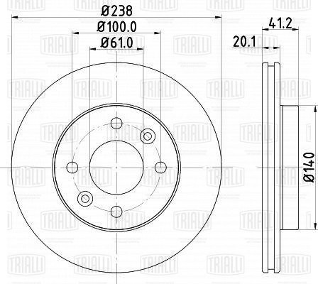 Диск тормозной передний d=238 DF 095104 TRIALLI