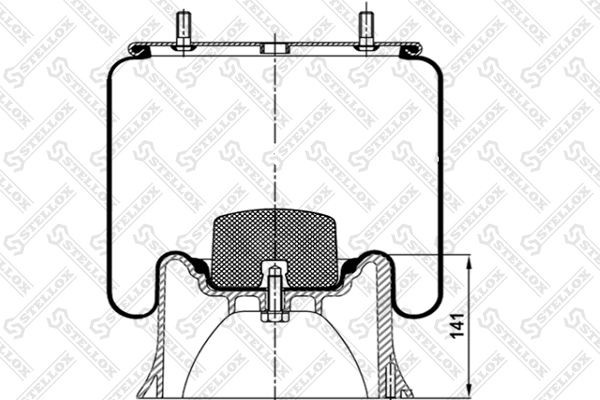 пневмоподушка со стаканом !2 шп.M12смещ.25. 1отв.штуц.M22. Поршень пластик 4отв. 90-40222-SX STELLOX