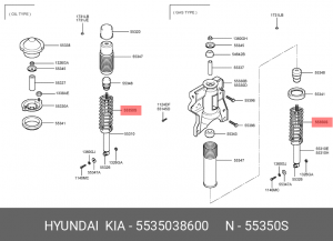 Пружина подвески задней 55350-38600 5535038600 HYUNDAI KIA