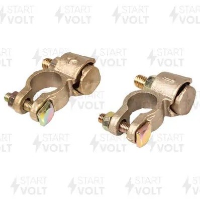 Клеммы АКБ в комплекте латунь, 8мм болт и гайка для проводов до 50мм кв. (SBT 02 SBT 024 START VOLT