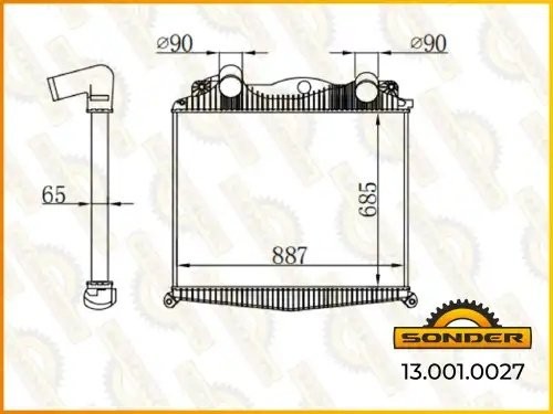 Интеркулер 685*892*66 MAN TGA ( без рамки) (Nissens 97015) 130010027 SONDER