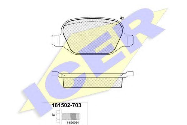 181502-703 колодки дисковые задние !\ Alfa 147 1.6i-3.2/1.9JTD 00> 181502-703 ICER
