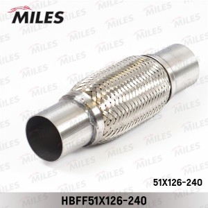 Труба гофрированная (гофра) патрубками и металлорукавом 51X126-240 (BOSAL 265-62 HBFF51X126-240 MILES