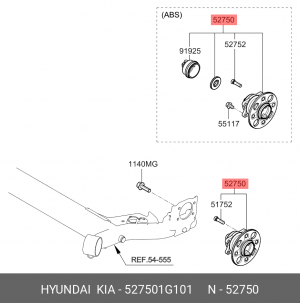 Ступица HYUNDAI Getz (09-) задняя (с АБС) OE 527501G101 HYUNDAI KIA