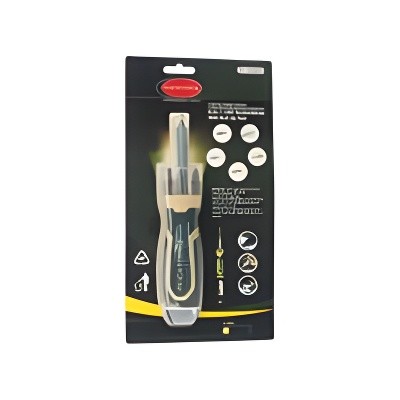 Отвертка с набором бит,подсветкой,магнитом 210мм 5 предметов в блистере ROCKFORC RF303855 ROCK FORCE